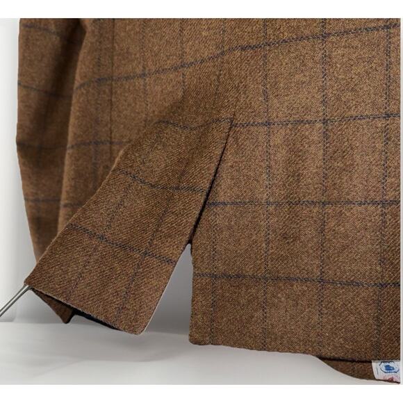 House of Cavani Wool Mix 38 Blazer Jacket Vest Waistcoat Brown Blue Plaid 2pc - Picture 5 of 13